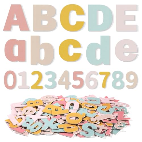 Breling 310 Pieces Felt Letter Bulletin Board Letters Sticker with Number 2" Bulk Self Adhesive ABC Upper Lowercase Sticky Letter for Xmas Gift Bulletin Board Classroom(Boho Color) - color: Boho Color