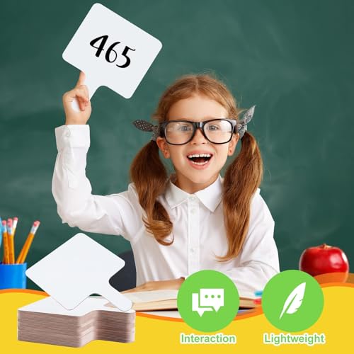 50 Pcs Dry Erase Answer Paddle 7 x 9 Inch Handheld Wooden White Board Double Sided Dry Erase Small Whiteboards for Students Classroom Games Party Auction Paddles for Bidding Meeting Voting (50)