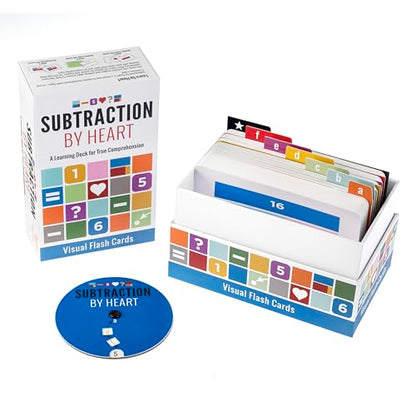 Math for Love Subtraction by Heart | Subtraction Flash Cards for Kids Grades K–3 | Visual Spaced Repetition for Fact Mastery | 145 Cards, 3 Decks