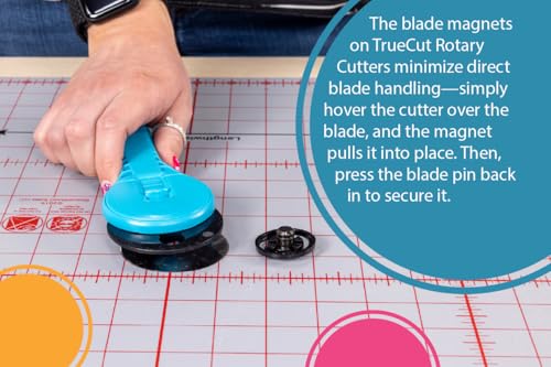 TrueCut Straight Rotary Cutter - 45mm Ergonomic Wheel Cutter for Fabric & Crafting - Left or Right-Handed - Track-and-Guide Ruler - Quilting and Sewing Supplies
