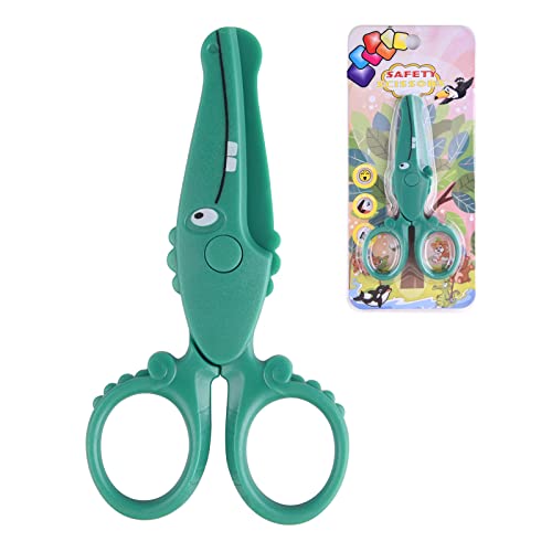 ASTARON Toddler Safety Scissors, Cute Crocodile Kids Preschool Training Scissors, Art Craft Plastic Scissors for Preschool Supplies and Scrapbooking Supplies - style: Crocodile
