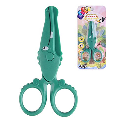 ASTARON Toddler Safety Scissors, Cute Crocodile Kids Preschool Training Scissors, Art Craft Plastic Scissors for Preschool Supplies and Scrapbooking Supplies - style: Crocodile