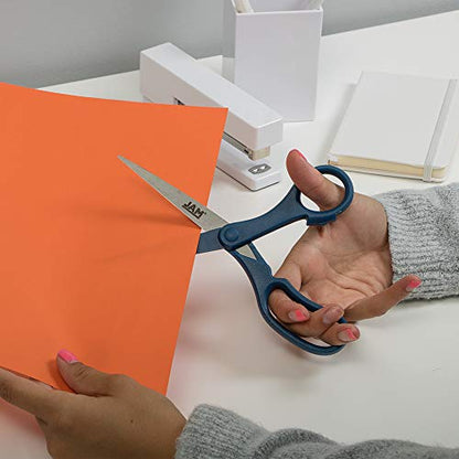 JAM PAPER Multi-Purpose Precision Scissors - 8 Inch - Navy Blue - Ergonomic Handle & Stainless Steel Blades - Sold Individually - color: Navy Blue, size: Standard (8 Inch)