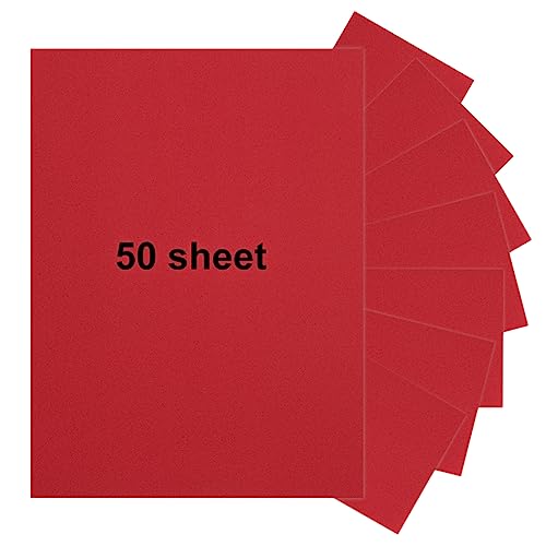 50 Sheets 8.5" x 11" Red Cardstock, Heavyweight Cardstock Sheets Blank Invitation Paper Greeting Cards Printable, 75lb Cover 200 GSM - color: Red