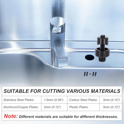 HARFINGTON Sheet Metal Hole Punch 18.6mm Metric Bearing Steel Circle Hole Puncher Set Knockout Punch Die Cutter Tool with Hex Head Screw Hex Wrench for Stainless Steel Sink Copper Plate - size: 18.6mm