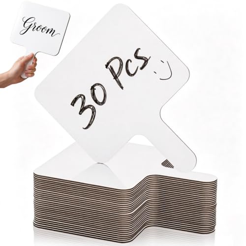 Cididu Set of 30 Dry Erase Answer Paddle, Small White Board Dry Erase Boards Classroom Pack, Handheld Lapboard Set with Erasers, Erase Paddle Boards for Students Teachers School Supplies