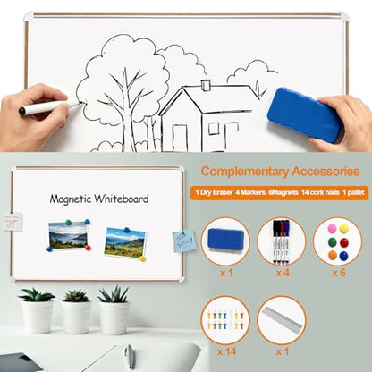 Large Magnetic White Board for Wall,Aluminum & Cork Strip Frame Whiteboard for Office,Presentation Dry Erase Board Wall Mount,Large Whiteboard for School Classroom Huge Whiteboards (48" W x 36" H) - size: 48"W x 36"H