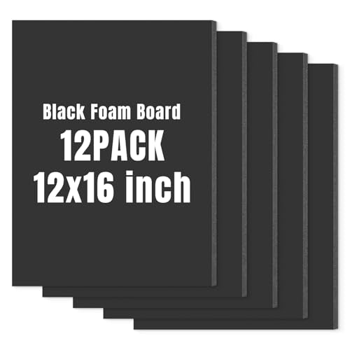Golden State Art Foam Board 12x16-12 Pack - 1/8" Thick Black Poster Board Acid Free Foamboard for Paintings Prints, Art, Display, Crafts, Presentation and Projects - size: 12x16