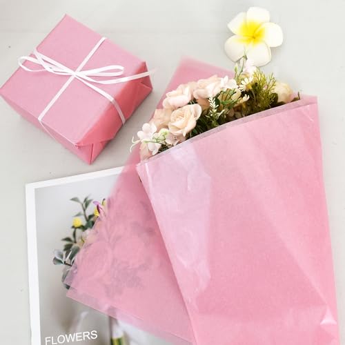 BEISHIDA 100 Sheets Dark Pink Metallic Tissue Paper Bulk, Glitter Wrapping Tissue Paper for Gift Bags, 14 x 20 Inch Gift Wrap for Valentine Birthday Wedding Graduation DIY Crafts Holiday Flowers - color: dark pink