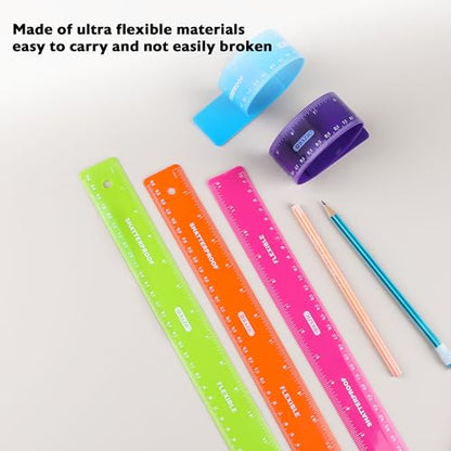 BAZIC Products Shatterproof Flexible Plastic Ruler, 12 in (30 cm), Dual-Scale Ruler, for School Office Measuring, Set of 6 - size: 6-Pack