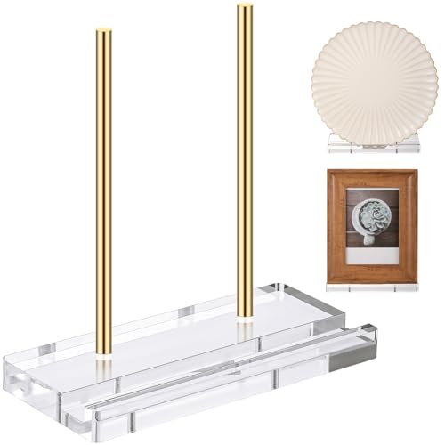 CroBlissful Tabletop Acrylic Display Stand 8 x 3.5 x 8 Inch Clear Easel Acrylic Book Display Holder Artwork Storage Rack for Picture Frame Albums Record Magazine Tablet Canvas Board(Gold) - color: Gold, size: 8 x 3.5 x 8 Inch