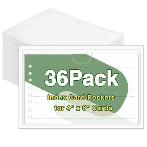 36 Pack 4" x 6" Index Card Holder Adhesive Label Holders Clear Tote Bag Plastic Labels Stickers for Organizing Storage Bins Library Card Shelves - size: 36 Pack 4" x 6"