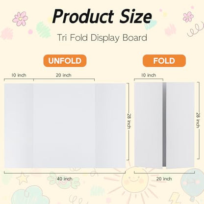 4 Pack Trifold Poster Board, 28x40 Inches White Presentation Board, Portable Display Board for Science Fair, School DIY Project and Business Exhibitions - size: 28x40, style: 4 Pack