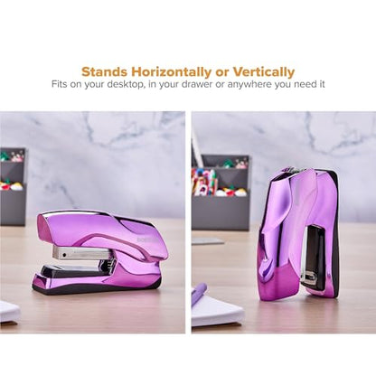 Bostitch Office Heavy Duty Stapler, 40 Sheet Capacity, No Jam, Half Strip, Fits into the Palm of Your Hand, For Classroom, Office or Desk, Metallic Purple - color: Metallic Purple, style: Compact