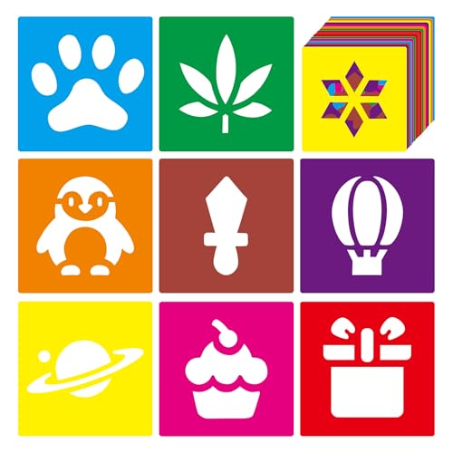 24 PCS Sidewalk Chalk Stencils for Kids 5 Inch Sidewalk Chalk Stencils Outside Stencil for Painting Garden Themed Kids Style Collection - size: 5 in-mix