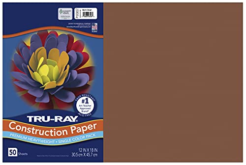 Tru-Ray® Construction Paper, 50% Recycled, 12" x 18", Warm Brown, Pack Of 50