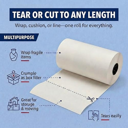 Box USA Packing Paper Roll 15" x 1400ft (1,000 Sheets 17" Equivalent) - Newsprint Paper for Shipping, Storage and Moving Supplies, White - size: 15"