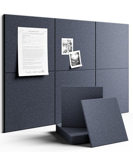Fluxynara Large Felt Bulletin Board 36" x 24" Cork Board Alternative-6 Pack with 40 Safe Removable Adhesive Tabs, Cork Boards for Walls Cork Board for Home Office Classroom Pin Board-Navy Blue - color: Navy Blue, size: Solid Tile 6-pack