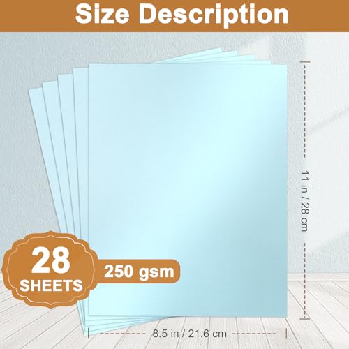 Silunkia 28 Sheets Blue Shimmer Cardstock 8.5 x 11 Premium Paper, 250gsm/92lb Heavyweight Craft Paper Card Stock for Making Cards, Greeting Cards, Office Printing, Scrapbooking, Invitations - color: Blue, size: 28 Sheets