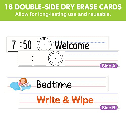 Eamay Daily Schedule Pocket Charts, Teacher Schedule Chart with Resuable 18 Custom Cards, Classroom Pocket Chart for School Office or Homeschool Activities, Blue - color: Blue