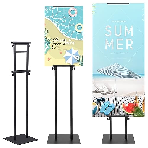 Poster Stand Heavy Duty - Adjustable Poster Stands for Display Foam Board, Double Sided Pedestal Floor Standing Sign Holder Height Up to 80 Inch, 1 Pack - size: Double-Pole Poster Stand 1 Pack