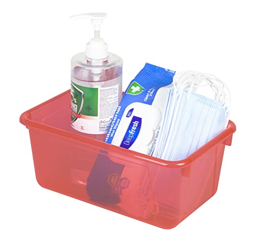 Storex Small Cubby Bin, 12.2 x 7.8 x 5.1 Inches, Candy Red, 5-Pack (62475U05C) - color: Tint Red, style: Bin Only