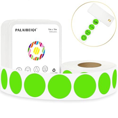 1 Inch Round Thermal Sticker Labels,Color Dot Stickers,Label Stickers,Waterproof,Oil Proof,for Thermal Printers,DIY,Office,Retail,Home and Warehouse Organization(Light Green,1000 Pcs) - color: Light Green