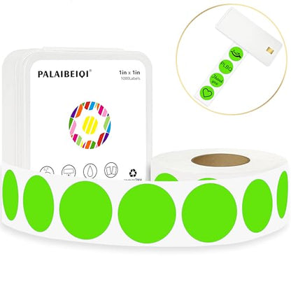 1 Inch Round Thermal Sticker Labels,Color Dot Stickers,Label Stickers,Waterproof,Oil Proof,for Thermal Printers,DIY,Office,Retail,Home and Warehouse Organization(Light Green,1000 Pcs) - color: Light Green