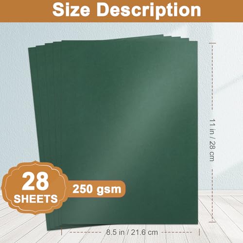Silunkia 28 Sheets Christmas Green Shimmer Cardstock 8.5 x 11 Craft Paper, 92lb Premium Paper Card Stock for DIY Cards Making, Anniversaries, Wedding Invitations, Greeting Cards - color: Green, size: 28 Sheets