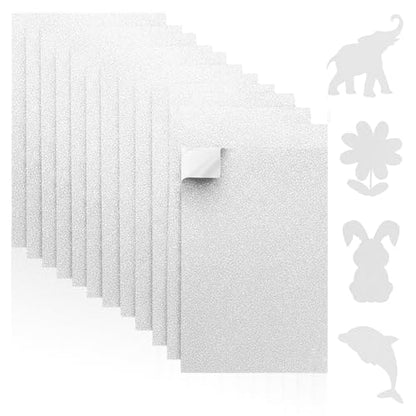 Self-Adhesive Glitter EVA Foam Sheets for Crafts – 2mm Thick 12 White Sheets, 6 x 9 Inch Peel & Stick Foam Paper for DIY, Scrapbooking & Kids’ Art (White). - color: White
