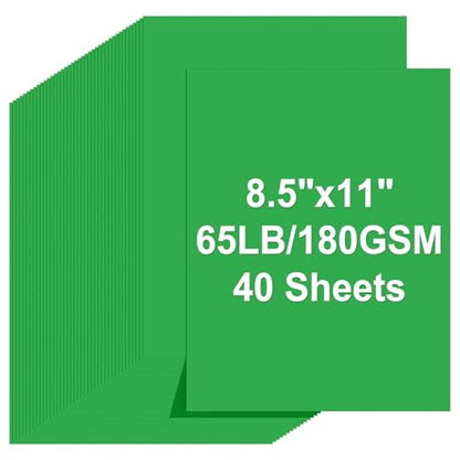 Cardstock 8.5 X 11, 40 Sheets Green Card Stock, 65lb/ 180gsm Copy Paper, Cardstock Printer Paper For Art, Painting, Invitations, DIY Cards, Craft, Construction, School & Office Supplies - color: Green, size: 40Sheets