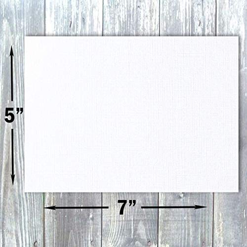 Hamilco White Linen Cards and Envelopes - Flat 5" x 7" Cardstock Paper 80lb Cover 100 Pack - size: 100 Cards with Envelopes