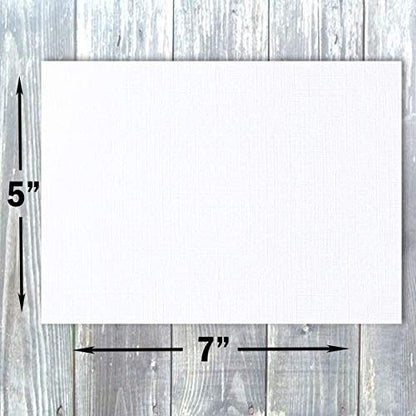 Hamilco White Linen Cards and Envelopes - Flat 5" x 7" Cardstock Paper 80lb Cover 100 Pack - size: 100 Cards with Envelopes