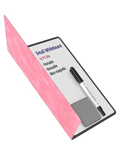 Mehaving Portable Small White Board Dry Erase Board, Reusable 9.5 * 6.6in Notebook Memo, Office Home Supplies Desk Accessories MH760 (Pink) - color: Pink