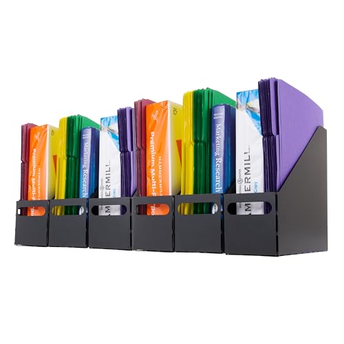 IRIS USA Magazine Holder, Compact File Storage Mini File Organizer for Desk and Home Office, Personal File Organizer for Papers and Magazines, Space-Saving Storage Set 6 Pack, Black - size: 6 - Pack, style: Magazine Holder