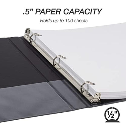 Samsill 0.5 Inch 3 Ring Binders, Economy Round Ring, Clear View Cover, 100 Sheet Capacity - for School, Home, Office - Black, 4 Pack - size: 4-Pack, style: 0.5 Inch