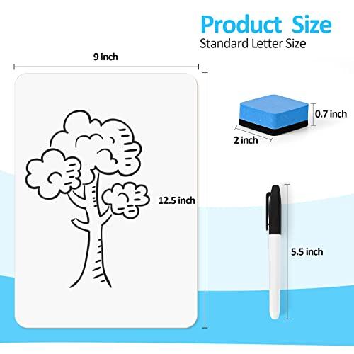 Dry Erase LapBoards, PANDRI 6 Pack Double Sided 12.5 x 9 Inch Whiteboards with 6 Erasers and 6 Markers, Dry Erase Boards for Office Students Classroom Teacher Supplies - size: 6 PACK