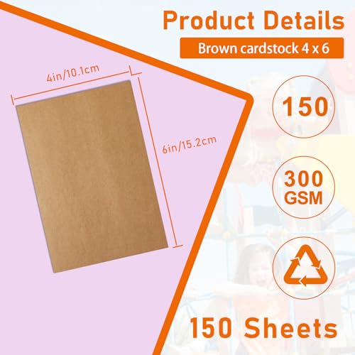 Guakicae 150 Sheets Brown Cardstock 5 x 7 Kraft Paper, 300gsm/110lb Heavyweight Flat Card Stock Recipe Paper for Cards Making, Wedding Invitations, Greeting Cards, Birthday, Mailing - color: Brown, size: 5x7-150pcs