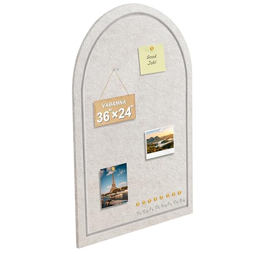 Arched Felt Bulletin Board, Sized 36" x 24" Cork Board Alternative Grooved Edge Foldable for Office & Wall, Customizable Adhesive Tile with Pin Hook for Photo Display School Home Office, Oatmeal - color: Oatmeal, size: 36" x 24"