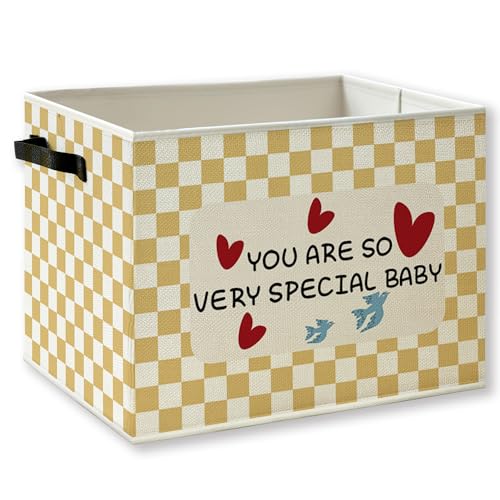 Inspirational Kids Foldable Storage Bins Box with Handles, You Are So Very Special Baby Checkered Collapsible Foldable Basket Organizer for Boys Girls Bedroom Bathroom Playroom Clothes Books - color: kid-16