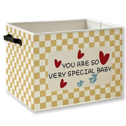 Inspirational Kids Foldable Storage Bins Box with Handles, You Are So Very Special Baby Checkered Collapsible Foldable Basket Organizer for Boys Girls Bedroom Bathroom Playroom Clothes Books - color: kid-16