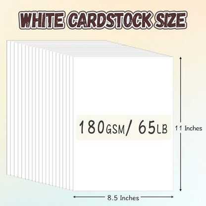 40 Sheets 8.5" X 11" White Cardstock 180 GSM 65 lb Card Stock Printer Paper, Construction Paper for Postcards Crafts Scrapbooking Handmade Cards - color: White, size: 40 Sheets