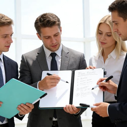 Portable White Board Dry Erase Notebook, Double Sided Folding Whiteboards with Pen and Erase, Small Dry Erase Board for Study, Meeting, Planning 12"x9" (A4), Anti-Ghosting (White) - color: White