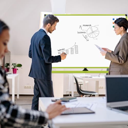 Rolling Whiteboard, 48x32 Inches Mobile Whiteboard on Wheels, Magnetic Dry Erase Board with Stand, Standing White Board for Office, School, Home, Large Double Sided White Board with Paper Pad - color: Green, size: 48"x32"