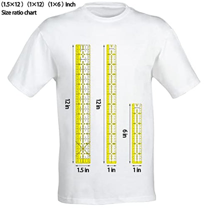 Acrylic Ruler 7 Piece Set, Non Slip Rings 50 Pieces, Quilting Rulers, Size (6"x24"), (2"x24"), (3"x18"), (3"x8"), (1.5"x12"), (1"x12"), (1"x6") (Yellow-7 Piece Set) - color: Yellow-7 piece set