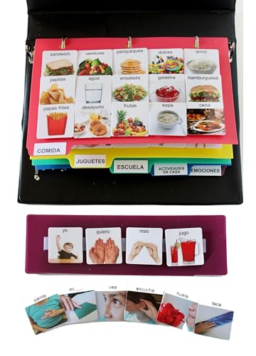 Visual Communication Book,162 ASD Photo Picture Cards: Autism Language Vocabulary, Speech Articulation Therapy, ADHD & Apraxia Learning - size: Small, style: Spanish Plastic Real Photo Book