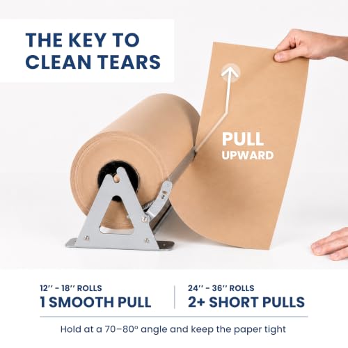 DIY Crew 12 Inch Paper Roll Dispenser and Cutter - Heavy-Duty Wall Mountable, Non Slip Tabletop - Kraft, Freezer, Butcher Paper - Up to 1000ft Rolls - color: Silver, size: 12"