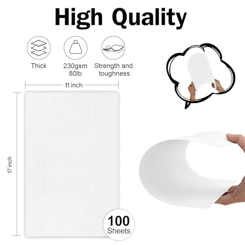 11x17 Linen Cardstock, Goefun 80 lb White Textured Cardstock Linen Paper for Printing，Invitations, Menus, Posters, Arts & Crafts and Business Cards, 100 Sheets - color: White, size: 11x17-80lb
