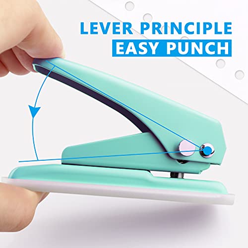 Single Hole Puncher, 1/4" Hole, 20 Sheet Capacity, Green, 1 Pack | Metal Paper Punch with Skid-Resistant Base, for Paper, Chipboard, Art Project - color: Green