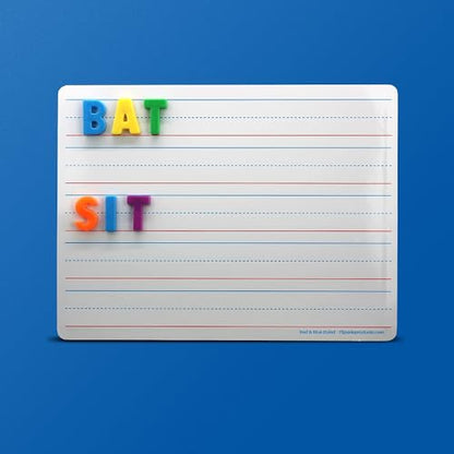 Flipside Products 9" x 12" Two-Sided Magnetic Red & Blue Ruled/Plain Dry Erase Learning Mat, Handwriting Practice, Education Learning, Lined, Economical - 48 Pack - style: Magnetic